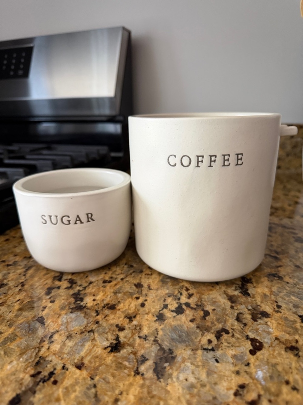 Ceramic Coffee & Sugar Canisters in Cream
